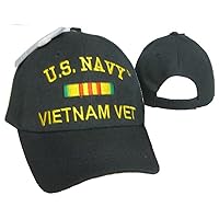 AES U.S. Navy Vietnam Vet Veteran Black Ribbon Embroidered Cap Hat 611B
