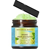 ORGANIC GRAPE SEED OIL – BUTTER RAW. 100% Natural/VIRGIN UNREFINED / 100% PURE BOTANICAL. 8 Fl.oz.- 240 ml. For Skin, Hair, Lip and Nail Care.