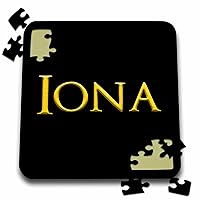 3dRose Iona Beautiful Girl Baby American Name. Yellow on Black Gift or... - Puzzles (pzl-376082-2)