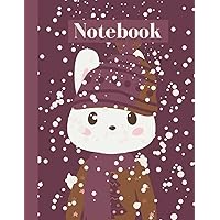 Notebook anteckningsbok för barn kaninälskare. Kanin i snön. 60 raderade sidor + 60 blanka sidor, skrift och teckning.: Jul, födelsedag, uppmuntran present för barn. (Swedish Edition)