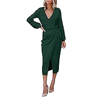 Womens Crew Neck Lantern Long Sleeve Cutout Ribbed Knitted Slouchy Cozy Pullover Jumper Sweater Mini Dress