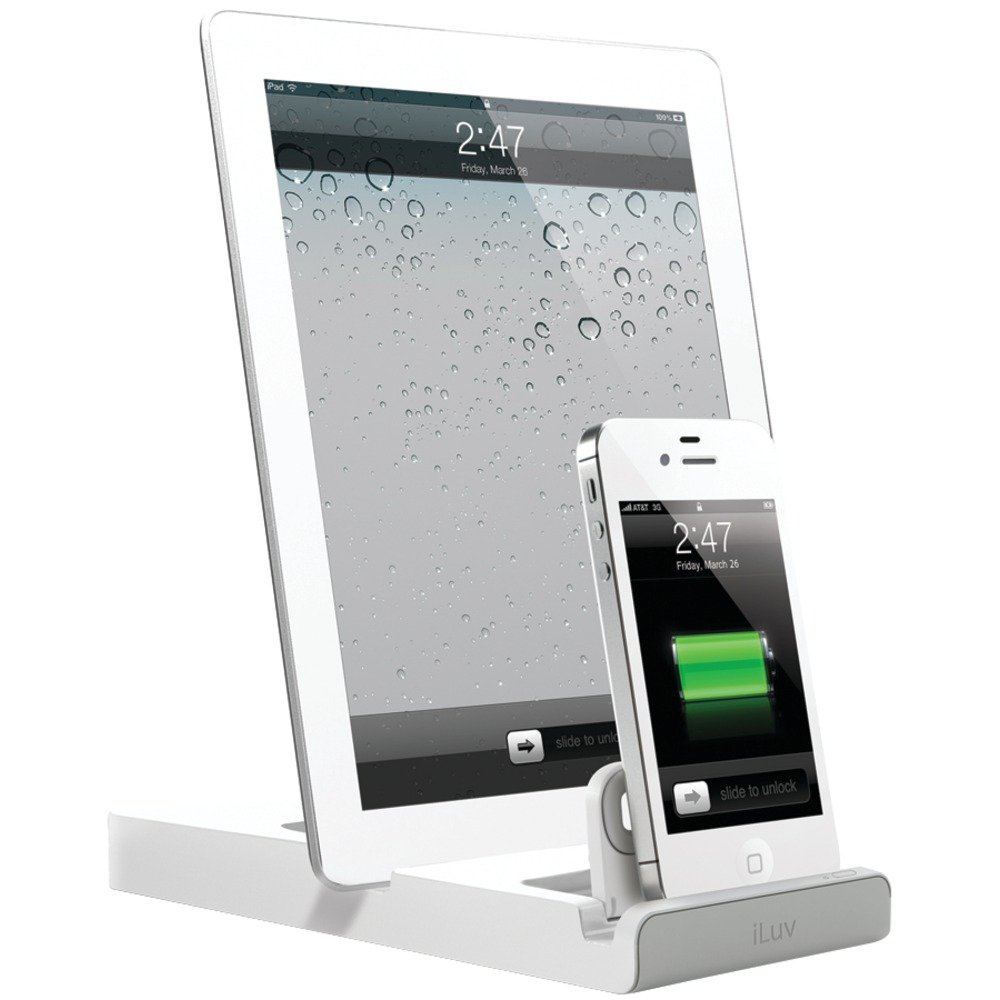 iLuv IAD302WHT Doubleup iPad/iPhone/iPod Dual Dock Charger - Includes Solar - Retail Packaging - Black