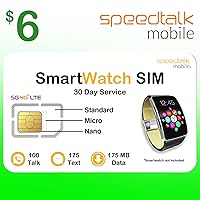 SpeedTalk Mobile Smart Watch SIM Card for 5G 4G LTE GSM Smartwatches and Wearables - 30 Days Service