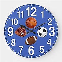 ArogGeld Sports Kids Wall Clock 10 Inch Vintage Wooden Round Battery Operated Large Silent Customized for Wedding Anniversary Living Room White-style-26 qlufxq5xt2xq One Size
