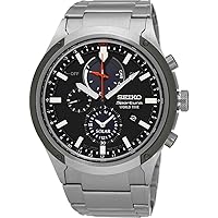Seiko Sportura Alarm World Time Solar Chronograph Black Dial Men's Watch SSC479P1
