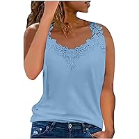Women's Sexy V Neck Lace Cami Tank Tops, Camisole for Women 2024 Summer Floral Lace Applique Sleeveless Blouse Shirts
