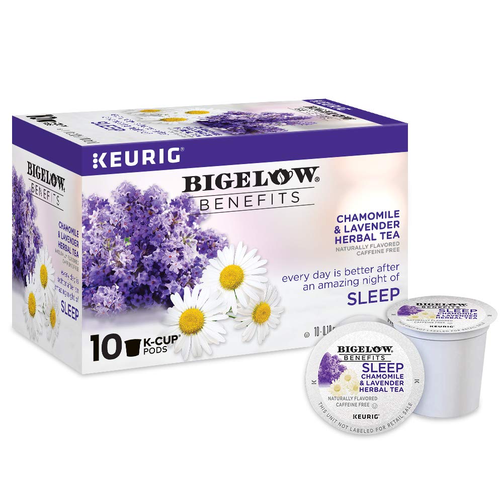 Bigelow Tea Benefits Sleep Chamomile & Lavender Herbal Caffeine Free Tea K-Cup Pods, 10 Count, Pack of 6