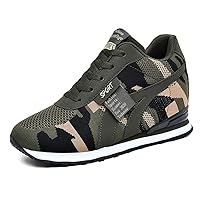 Women's Fashion Camouflage Platform Canvas Sneakers Girl's Invisible Wedges Increase Heel Mesh-Cloth Casual Shoes
