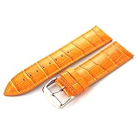 Clockwork Synergy - 2- Piece Croco Grain Ss Leather Watch Band Strap 28mm - Orange - Male and Female Watches