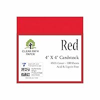 Red Cardstock - 4 x 4 inch - 65Lb Cover - 100 Sheets - Clear Path Paper