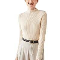 Autumn and Winter Women's 100% Cashmere Sweater Knitted Pullover High Elastic Bottoming Solid Color Warm Slim Sweater
