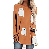 Halloween Long Tunic Tops with Leggings Women Raglan Sleeve Casual Crewneck Oversized Blouses Funny Graphic Shirts