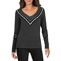 Women's Colorful Embroidered V Neck Sweater
