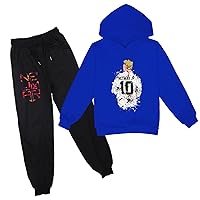 Boys Girls Neymar Hoodie with Sweatpants Set Kids 2 Pcs Clothes Outfit-Pullover Sweatshirt Suit for Daily Wear
