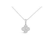 The Diamond Deal 18kt White Gold Womens Necklace Four-Petal Floral VS Diamond Pendant 1 Cttw (16 in, 2 in ext.)