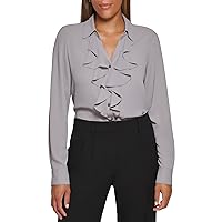 Calvin Klein Women's Button Front Wear to Work Suits Woven Top