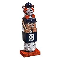 Detroit Tigers Garden Statue, Tiki Totem Style, Outdoor or Indoor Use, 16 Inch Tall, Beautiful Hand Painted Resin Construction