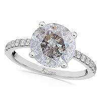 Allurez (2.21ct) Platinum Round Salt and Pepper and White Diamond Engagement Ring