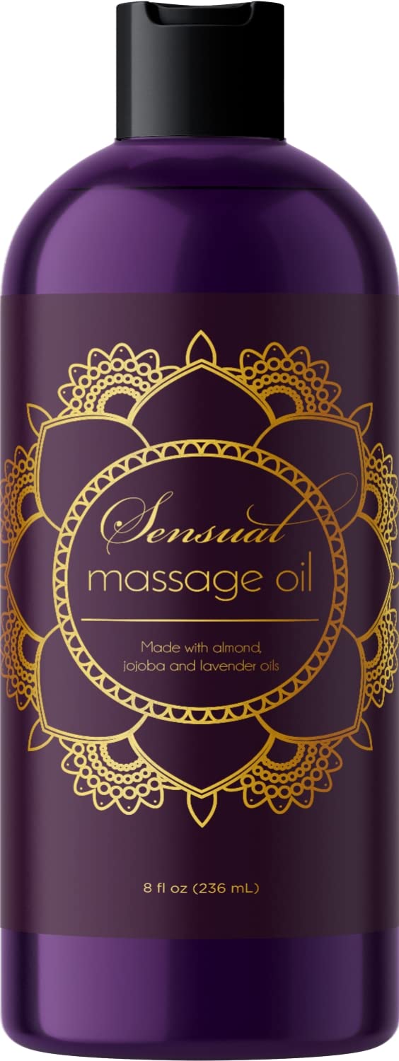 Aromatherapy Sensual Massage Oil for Couples - Relaxing Full Body Massage Oil for Date Night with Sweet Almond Oil - Vegan Lavender Massage Oil for Massage Therapy Smooth Gliding Formula