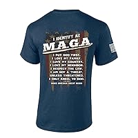 Mens Trump Tshirt I Identify As MAGA Distressed Flag Short Sleeve T-Shirt