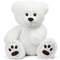 LotFancy Teddy Bear Stuffed Animal, 20 inch, White Teddy Bear Plush Toy, Cute Face with Big Footprints, Plushies Gifts for Girls, Girlfriend, Wife on Valentine's, Birthday, Easter Decoration