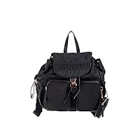 ECS Liu Jo Backpack with Ton-Surton Logo Front Adjustable Straps, Gold Strap, Zipper Closure and Carrying Strap., Black, One Size, Black, One Size