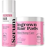 Save 12% on Ingrown Hair and Razor Bumps Minimizer Kit – After Shave Repair Serum for Ingrowns and Razor Burns roll-on with Razor Bump Stopper pads