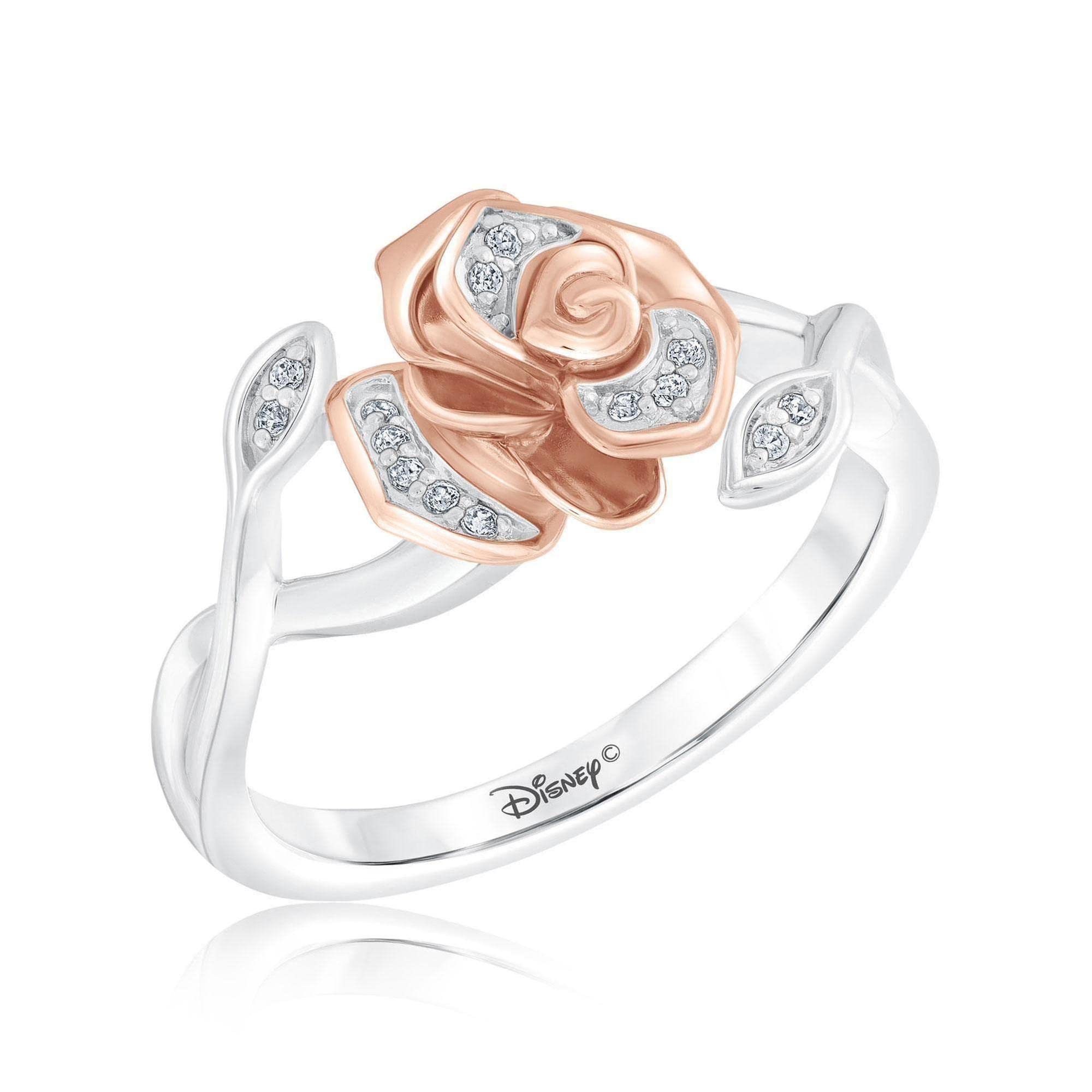 Disney Enchanted Belle's Rose Diamond Fashion Ring 1/20ctw - Size 7.5