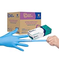 Safe Health Nitrile Exam Disposable Gloves, Latex Free, Powder Free, Blue, Case of 1000, Medium, Textured, 3.5 mil, Medical Grade, Food, Tattoo, Nursing, Cleaning, School
