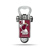Rico Industries NBA Basketball Magnetic Bottle Opener, Stainless Steel, Strong Magnet to Display on Fridge