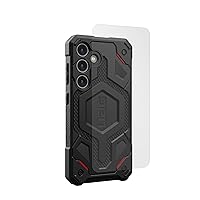 URBAN ARMOR GEAR UAG Designed for Samsung Galaxy S24 Case Monarch Pro Kevlar Black Magnetic Charging Bundle with UAG Premium Tempered Glass Screen Protector 6.2