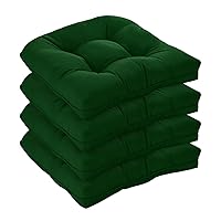LOVTEX Indoor/Outdoor Tufted Seat Cushions for Patio Furniture Set of 4, 19x19in Green Outdoor Chair Cushions - Overstuffed Patio Furniture Cushions for Wicker Chair with Round Corner