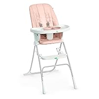 Ingenuity: ity by Ingenuity Sun Valley Compact Folding High Chair, Food-Grade Safe Plate, Safety Harness, for Ages 6 Months and Up, Unisex - Pink