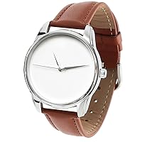 Minimal Brown Wrist Watch, Quartz Analog Watch with Leather Band