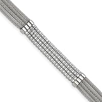 58.5mm Chisel Stainless Steel Polished With CZ Multi Strand With a 2.75 Inch Extension Choker Necklace 11.75 Inch Jewelry Gifts for Women