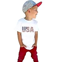 Youth Short Toddler Kids Baby Girls Boys 4 of July Summer Short Sleeve Independence Day T Shirt Tee Tops Kids