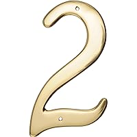 Hillman 847044 4-Inch Nail-On Traditional Solid Brass House Number 2