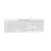 CHERRY Stream Keyboard, Wired Keyboard, German Layout (QWERTZ), Whisper Quiet Keystroke, Unique Typing Feel, Flat Design, White/Grey