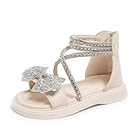 2 Flip Flops Summer New Rubber Sole Lightweight Breathable Rhinestone Bow Girls Beach Sandals Flip Flop Size 4