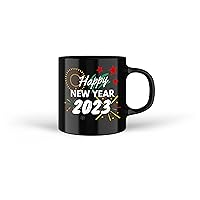 Printed Ceramic Coffee Mug | 330 ml | Best Gift for Loving Ones | Happy New Year Black Coffee Mug