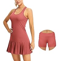 icyzone Women Athletic Tennis Dress with Shorts Golf Exercise Running Racerback Tank Dresses Outfits