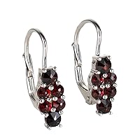 Bohemian Garnet Sterling Silver Lever Back Earrings - Sterling Silver Jewelry Collection