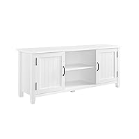 Walker Edison Buren Classic Grooved Door TV Stand for TVs up to 65 Inches, 58 Inch, Solid White