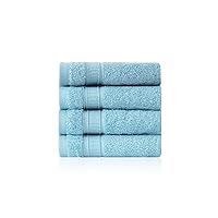 4 Piece 13” × 13” Soft Turkish Cotton Washcloths for Bathroom, Kitchen, Hotel, Spa, Gym & College Dorm | Absorbent and Super Soft Washcloth Set for Body & Face, Baby and Adults - Aqua