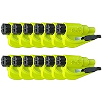Family Pack of 12, The Original Emergency Keychain Car Escape Tool, 2-in-1 Seatbelt Cutter and Window Breaker, Made in USA,Yellow
