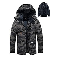 Men's Waterproof Outerwear Casual Western Jacket with Multiple Pockets, cotton-padded clothes, men's velvet thickened cotton-padded jackets, Zipper closure labor winter protection durable jackets