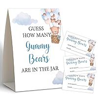Hot Air Balloon Baby Shower Game,Guess How Many Gummy Bears,Bear Baby Shower Decorations,Baby Shower Decorations Gender Neutral,Gummy Bear Decor,Baby Shower Centerpieces,50 guess Cards & 1 Sign -11