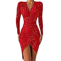 FQZWONG Sexy Dresses for Women Off Shoulder Long Sleeve Formal Gowns and Evening Dresses Bodycon Mini Dress