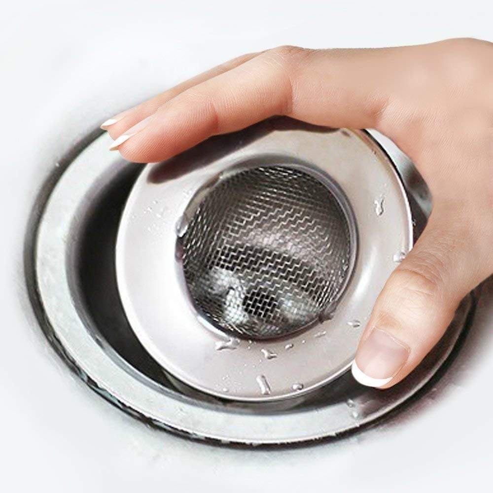 TRIXES Sink Strainer for Shower - Plug Hole Hair Catcher - Fits Bath or Kitchen Sink Plugholes - Stainless Steel Mesh Sink Drain Filter - 3 Inch 7.6cm Outer Diameter