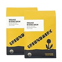 Groundwork Certified Organic Whole Bean Coffee, B*tches Brew, 12 oz Bag (Pack of 2)
